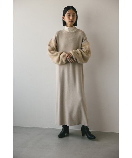 STYLEMIXER(スタイルミキサー)の「ブークレスリーブニットワンピース(ワンピース・レディース・ライトベージュ/ブラック・SMALL/MEDIUM)」の13枚目の写真