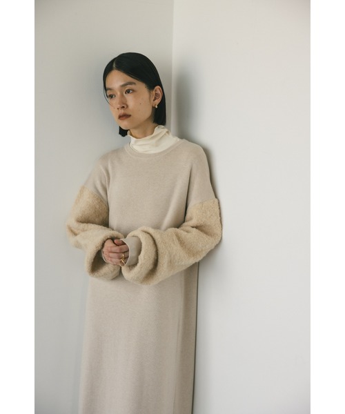 STYLEMIXER(スタイルミキサー)の「ブークレスリーブニットワンピース(ワンピース・レディース・ライトベージュ/ブラック・SMALL/MEDIUM)」の15枚目の写真