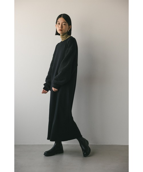 STYLEMIXER(スタイルミキサー)の「ブークレスリーブニットワンピース(ワンピース・レディース・ライトベージュ/ブラック・SMALL/MEDIUM)」の3枚目の写真