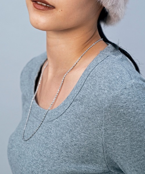 LIENCOEUR(リアンクール)の「テレコUネックロンT(Tシャツ/カットソー・レディース・ブラック/ホワイト/グレー/ベージュ/ブラウン/ライトイエロー・FREE)」の12枚目の写真