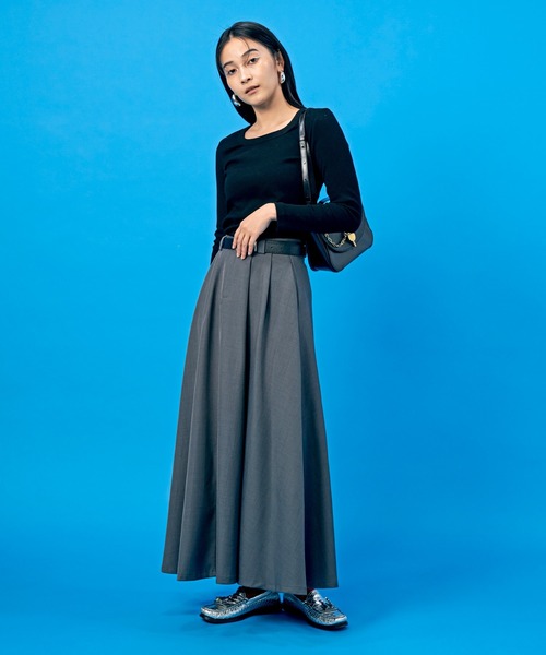 LIENCOEUR(リアンクール)の「テレコUネックロンT(Tシャツ/カットソー・レディース・ブラック/ホワイト/グレー/ベージュ/ブラウン/ライトイエロー・FREE)」の8枚目の写真