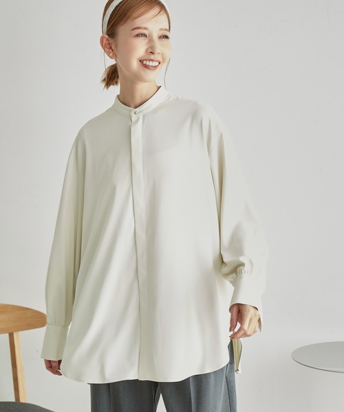 ROPE' PICNIC（ロペピクニック）の「バックプリーツシャツブラウス（シャツ/ブラウス・レディース・ベージュ系その他/オフホワイト/ネイビー・38）」の8枚目の写真