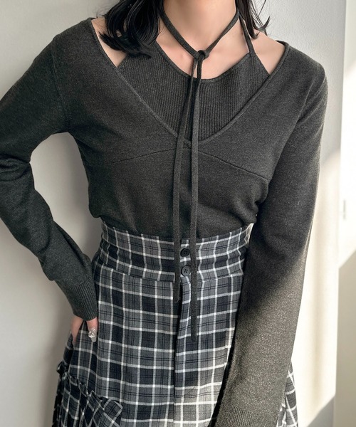 apre jour アプレジュール レイヤード風ニットワンピ apres jour