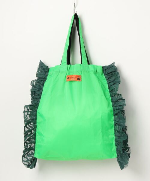 RehersalL(リハーズオール)の「☆【RehersalL】ナイロンレースフリルバッグ WG1055(トートバッグ・レディース・ブラック/オレンジ/グリーン・FREE)」の3枚目の写真