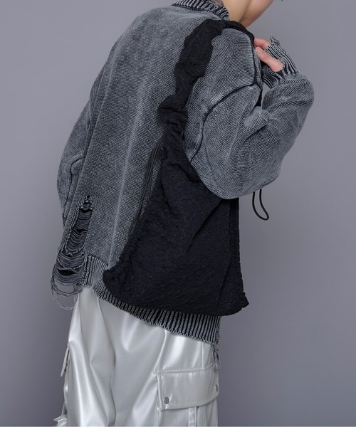 Ellno Loset(エルノロゼット)の「フクレジャガードドロストトートバッグ(トートバッグ・メンズ・ブラック/オフホワイト・FREE)」の4枚目の写真