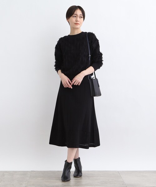 INDIVI(インディヴィ)の「◆【洗える/フリンジ】ジャカードニット(ニット/セーター・レディース・オフホワイト/ライトブルー/ブラック・38/05/13/15 )」の8枚目の写真