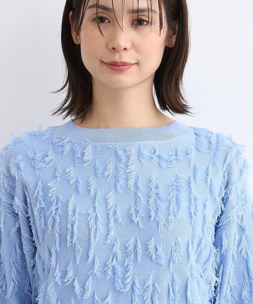 INDIVI(インディヴィ)の「◆【洗える/フリンジ】ジャカードニット(ニット/セーター・レディース・オフホワイト/ライトブルー/ブラック・38/05/13/15 )」の12枚目の写真
