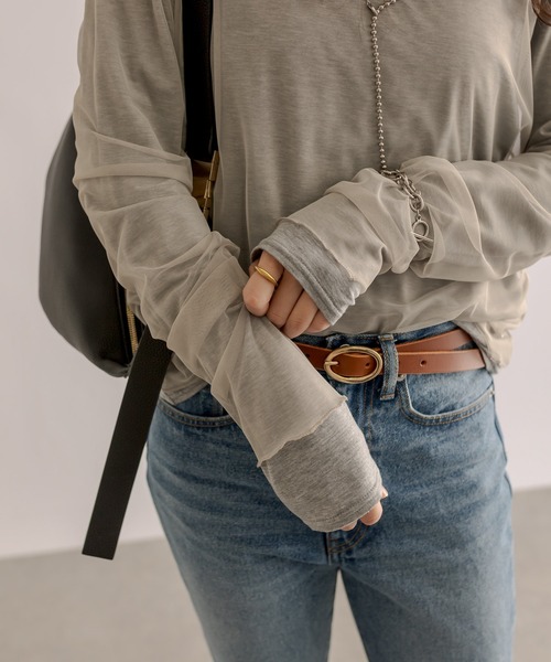 RIVE DROITE（リヴドロワ）の「チュールレイヤードロンT（Tシャツ/カットソー・レディース・ライトグレー/ベージュ・FREE）」の10枚目の写真