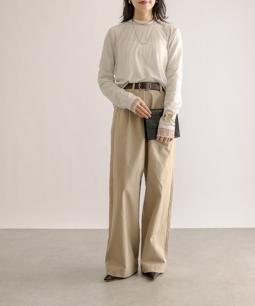 RIVE DROITE（リヴドロワ）の「チュールレイヤードロンT（Tシャツ/カットソー・レディース・ライトグレー/ベージュ・FREE）」の12枚目の写真