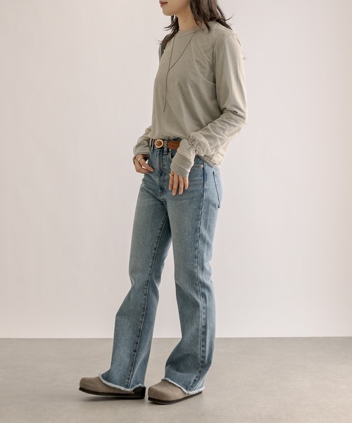 RIVE DROITE（リヴドロワ）の「チュールレイヤードロンT（Tシャツ/カットソー・レディース・ライトグレー/ベージュ・FREE）」の5枚目の写真