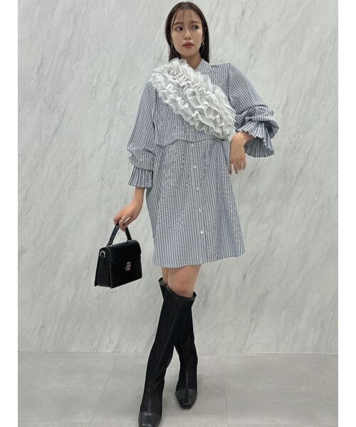 dazzlin(ダズリン)の「2WAYショートミニシャツワンピース(ワンピース・レディース・ピンク/ネイビー/オフホワイト/イエロー・FREE)」の10枚目の写真