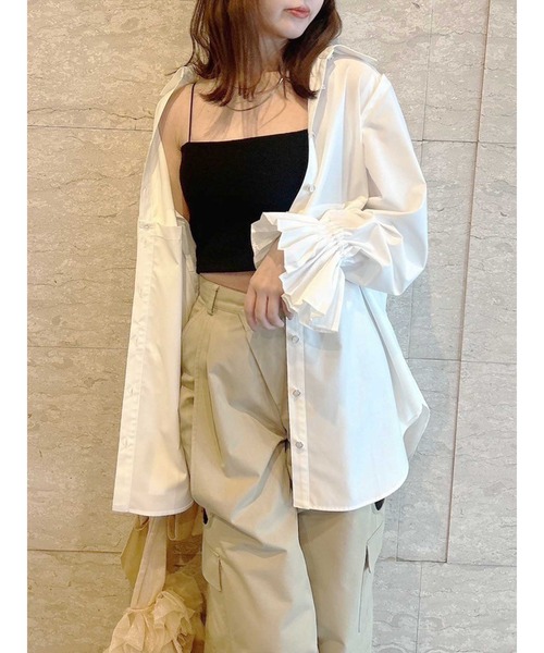 dazzlin(ダズリン)の「2WAYショートミニシャツワンピース(ワンピース・レディース・ピンク/ネイビー/オフホワイト/イエロー・FREE)」の2枚目の写真