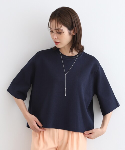 【最終値下げ】INDIVI　ニット「洗える／6分袖」ワイドシルエットニット INDIVI（インディヴィ）の「◇【洗える／6分袖／Tシャツライク