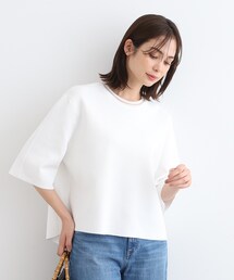 ◆【洗える／6分袖／Tシャツライク】ワイドシルエットニット