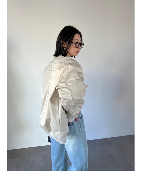 HANNE（アン）の「リブデザインキルティングライナーブルゾン（MA-1・レディース・ブラック/ベージュ・FREE）」の8枚目の写真