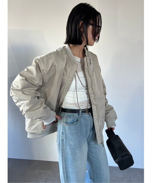 HANNE（アン）の「リブデザインキルティングライナーブルゾン（MA-1・レディース・ブラック/ベージュ・FREE）」の10枚目の写真