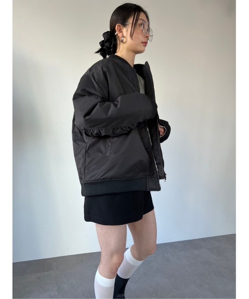 HANNE（アン）の「リブデザインキルティングライナーブルゾン（MA-1・レディース・ブラック/ベージュ・FREE）」の12枚目の写真