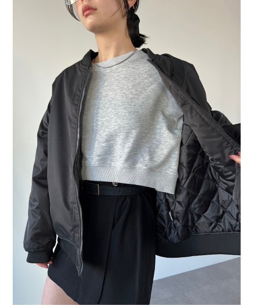 HANNE（アン）の「リブデザインキルティングライナーブルゾン（MA-1・レディース・ブラック/ベージュ・FREE）」の5枚目の写真