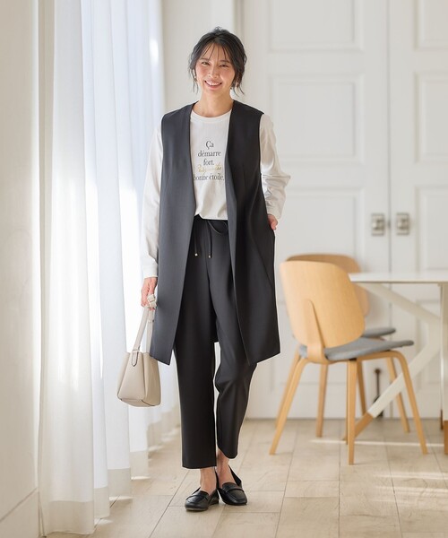 ANY（エニィ）の「ロゴロングTシャツ（Tシャツ/カットソー・レディース・アイボリー系5/アイボリー系/グレー系・F）」の5枚目の写真