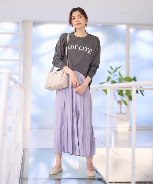 ANY（エニィ）の「ロゴロングTシャツ（Tシャツ/カットソー・レディース・アイボリー系5/アイボリー系/グレー系・F）」の8枚目の写真