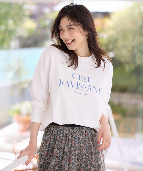 ANY（エニィ）の「ロゴロングTシャツ（Tシャツ/カットソー・レディース・アイボリー系5/アイボリー系/グレー系・F）」の9枚目の写真