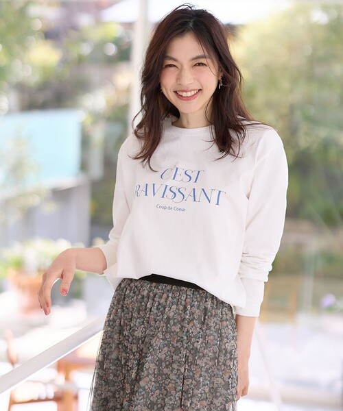 ANY（エニィ）の「ロゴロングTシャツ（Tシャツ/カットソー・レディース・アイボリー系5/アイボリー系/グレー系・F）」の10枚目の写真
