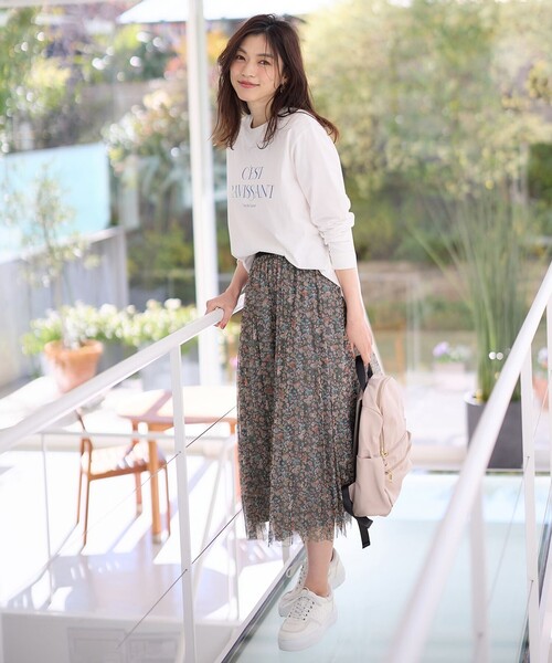 ANY（エニィ）の「ロゴロングTシャツ（Tシャツ/カットソー・レディース・アイボリー系5/アイボリー系/グレー系・F）」の11枚目の写真