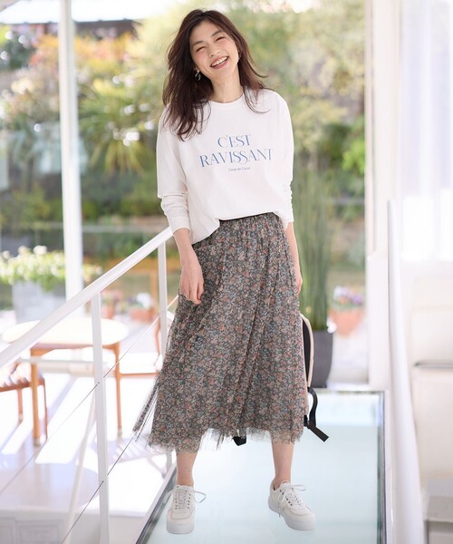 ANY（エニィ）の「ロゴロングTシャツ（Tシャツ/カットソー・レディース・アイボリー系5/アイボリー系/グレー系・F）」の12枚目の写真