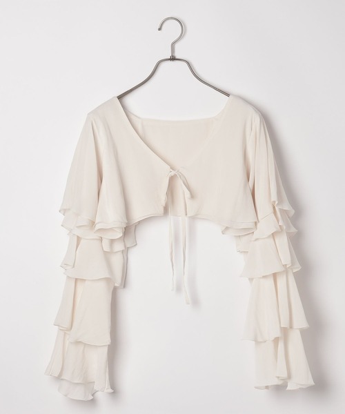 Heather（ヘザー）の「2WAYメニーフリルカーディガン　105014（カーディガン/ボレロ・レディース・アイボリー/ブラック・FREE）」の7枚目の写真