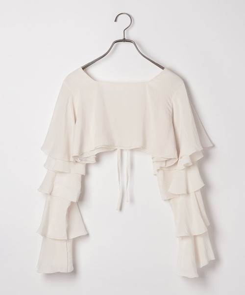 Heather（ヘザー）の「2WAYメニーフリルカーディガン　105014（カーディガン/ボレロ・レディース・アイボリー/ブラック・FREE）」の6枚目の写真