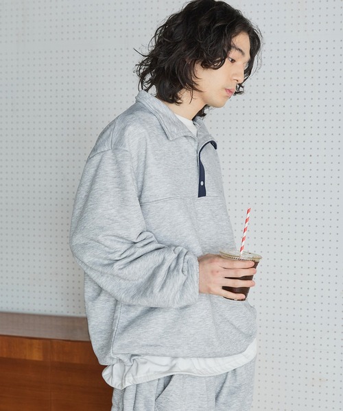 The unormwind(ザアンノームワインド)の「【セットアップ対応】ブランド刺繍ロゴ アーバンテックハーフボタンスウェット長袖 裾ドローコード(スウェット・メンズ・ネイビー/ブラック/杢グレー/カーキ・XL/L/M/S)」の20枚目の写真