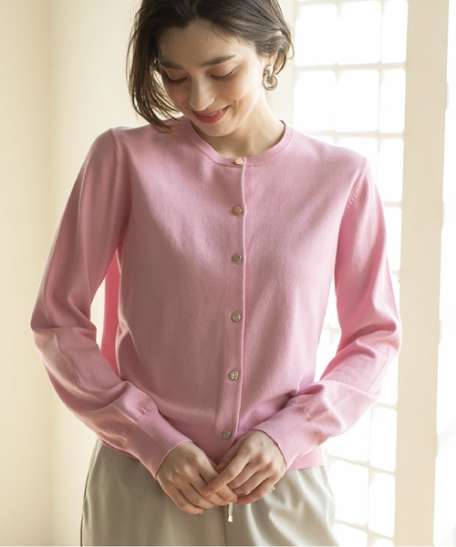 OPAQUE.CLIP(オペークドットクリップ)の「◆UV クルーネックニットカーディガン【洗濯機洗い可】(カーディガン/ボレロ・レディース・ベビーピンク/ブラック/ホワイト系3/グレー/ライトブルー・40/38/36/42)」の1枚目の写真