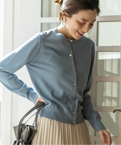 OPAQUE.CLIP(オペークドットクリップ)の「◆UV クルーネックニットカーディガン【洗濯機洗い可】(カーディガン/ボレロ・レディース・ベビーピンク/ブラック/ホワイト系3/グレー/ライトブルー・40/38/36/42)」の5枚目の写真