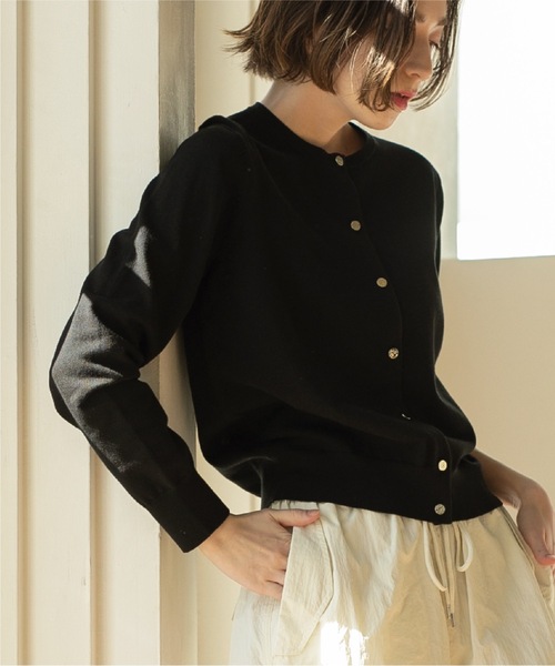 OPAQUE.CLIP(オペークドットクリップ)の「◆UV クルーネックニットカーディガン【洗濯機洗い可】(カーディガン/ボレロ・レディース・ベビーピンク/ブラック/ホワイト系3/グレー/ライトブルー・40/38/36/42)」の3枚目の写真