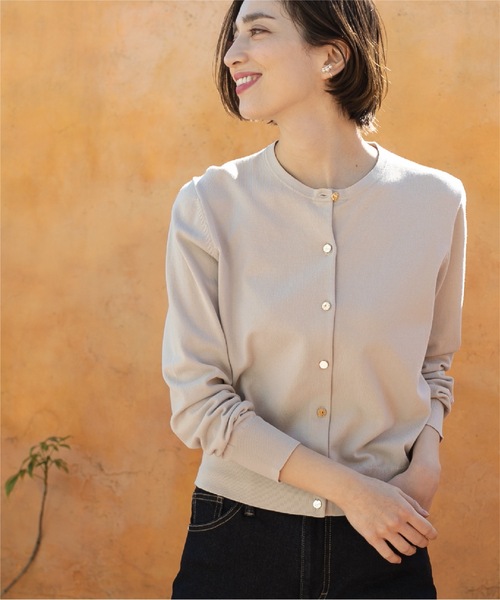 OPAQUE.CLIP(オペークドットクリップ)の「◆UV クルーネックニットカーディガン【洗濯機洗い可】(カーディガン/ボレロ・レディース・ベビーピンク/ブラック/ホワイト系3/グレー/ライトブルー・40/38/36/42)」の6枚目の写真