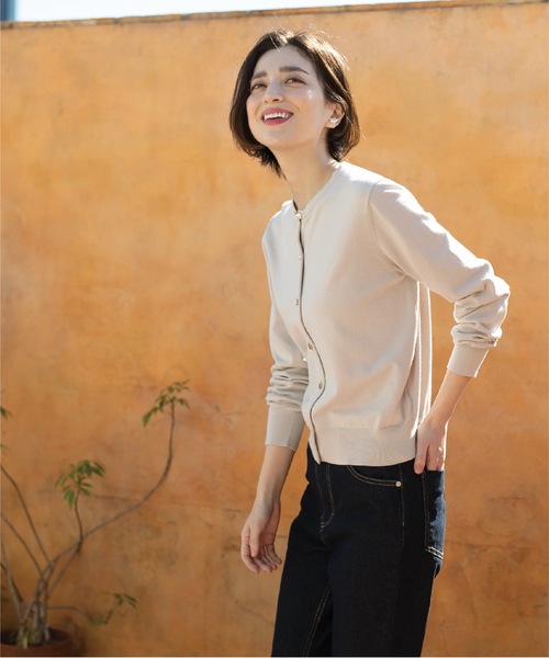 OPAQUE.CLIP(オペークドットクリップ)の「◆UV クルーネックニットカーディガン【洗濯機洗い可】(カーディガン/ボレロ・レディース・ベビーピンク/ブラック/ホワイト系3/グレー/ライトブルー・40/38/36/42)」の9枚目の写真