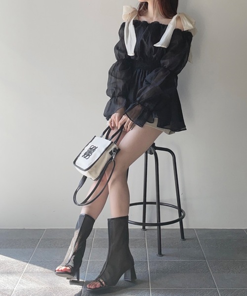 NOMAE（ノーマエ）の「【ラスト再入荷！】シアーオフショルチュニックブラウス（シャツ/ブラウス・レディース・ブラック/ピンク/アイボリー/グレー・FREE）」の18枚目の写真