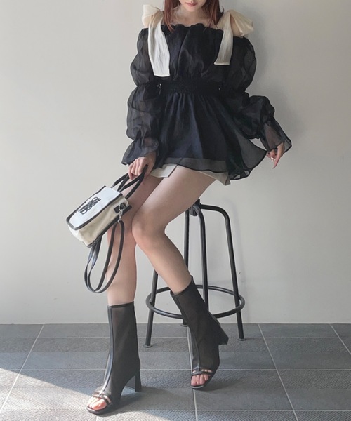 NOMAE（ノーマエ）の「【ラスト再入荷！】シアーオフショルチュニックブラウス（シャツ/ブラウス・レディース・ブラック/ピンク/アイボリー/グレー・FREE）」の16枚目の写真