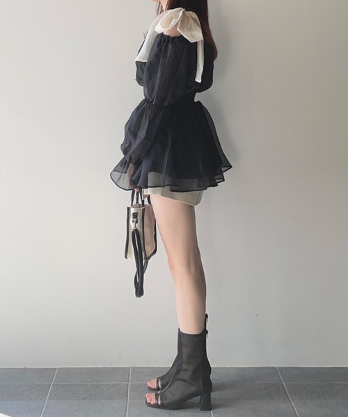 NOMAE（ノーマエ）の「【ラスト再入荷！】シアーオフショルチュニックブラウス（シャツ/ブラウス・レディース・ブラック/ピンク/アイボリー/グレー・FREE）」の6枚目の写真