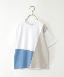 【親子コーデ】斜め切り替えブロックスTシャツ（120~160cm）