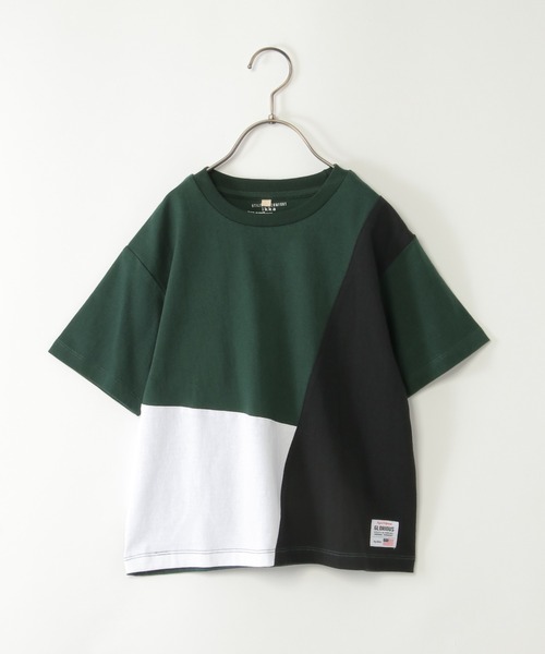 ikka（イッカ）の「【親子コーデ】斜め切り替えブロックスTシャツ（120~160cm）（Tシャツ/カットソー・キッズ・オフホワイト/チャコールグレー/ダークグリーン・120/130/140/150/160）」の3枚目の写真