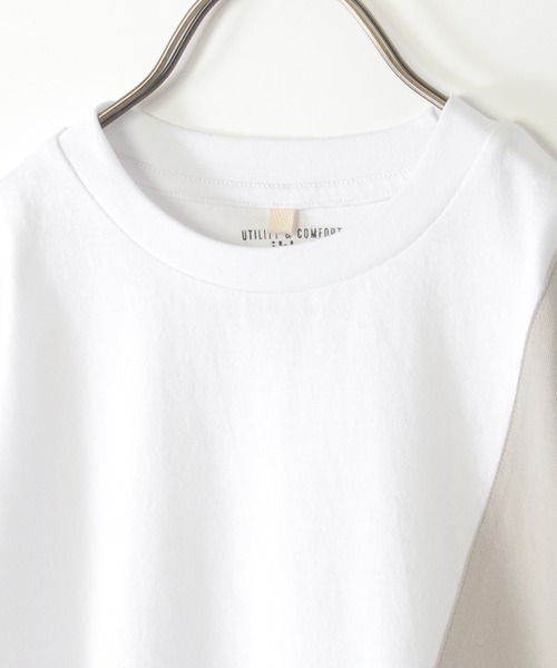 ikka（イッカ）の「【親子コーデ】斜め切り替えブロックスTシャツ（120~160cm）（Tシャツ/カットソー・キッズ・オフホワイト/チャコールグレー/ダークグリーン・120/130/140/150/160）」の5枚目の写真