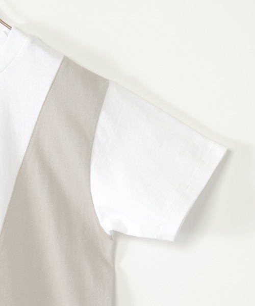ikka（イッカ）の「【親子コーデ】斜め切り替えブロックスTシャツ（120~160cm）（Tシャツ/カットソー・キッズ・オフホワイト/チャコールグレー/ダークグリーン・120/130/140/150/160）」の6枚目の写真