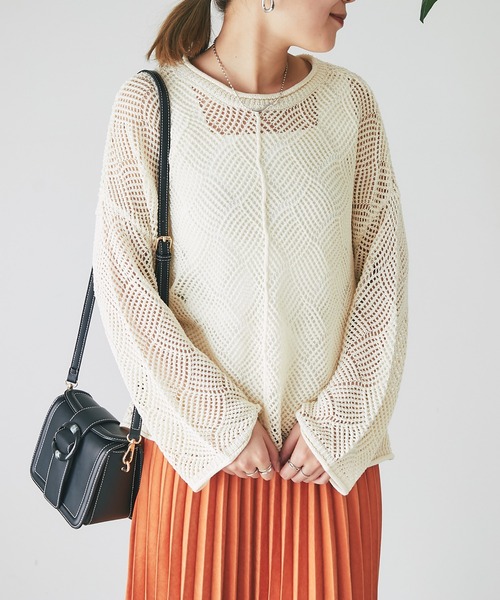 un dix cors(アンディコール)の「メッシュニット(ニット/セーター・レディース・ブルー/アイボリー/ブラック・FREE)」の12枚目の写真