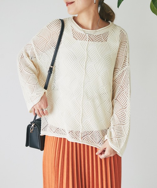 un dix cors(アンディコール)の「メッシュニット(ニット/セーター・レディース・ブルー/アイボリー/ブラック・FREE)」の8枚目の写真