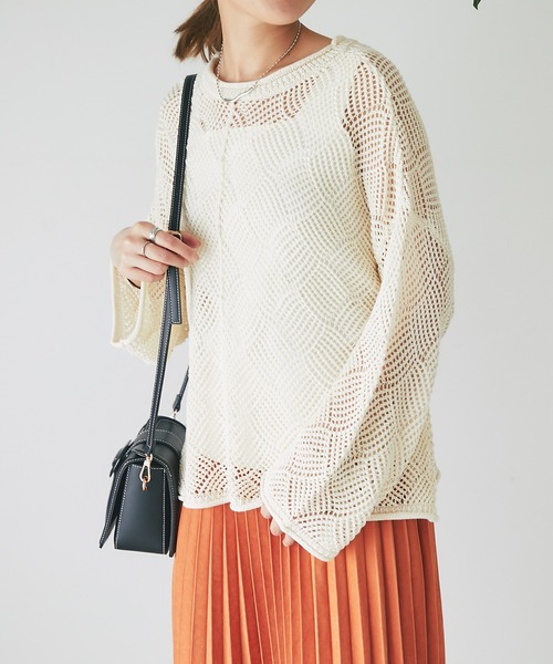 un dix cors(アンディコール)の「メッシュニット(ニット/セーター・レディース・ブルー/アイボリー/ブラック・FREE)」の9枚目の写真