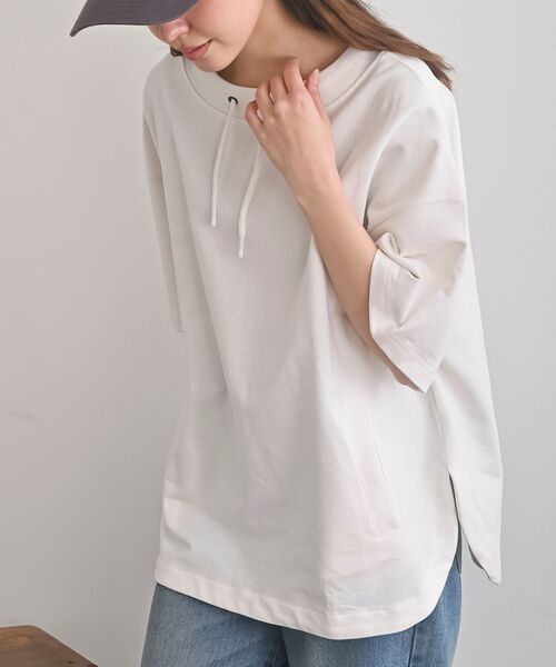 rps(アールピーエス)の「ミニ裏毛ルーズハイネックドルマンプルオーバー(Tシャツ/カットソー・レディース・マスタード/サックスブルー/オフホワイト/チャコールグレー/杢グレー/ミント・フリー)」の2枚目の写真
