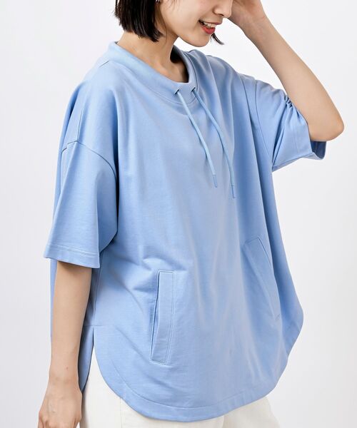 rps(アールピーエス)の「ミニ裏毛ルーズハイネックドルマンプルオーバー(Tシャツ/カットソー・レディース・マスタード/サックスブルー/オフホワイト/チャコールグレー/杢グレー/ミント・フリー)」の5枚目の写真