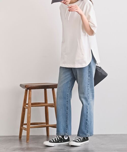 rps(アールピーエス)の「ミニ裏毛ルーズハイネックドルマンプルオーバー(Tシャツ/カットソー・レディース・マスタード/サックスブルー/オフホワイト/チャコールグレー/杢グレー/ミント・フリー)」の9枚目の写真