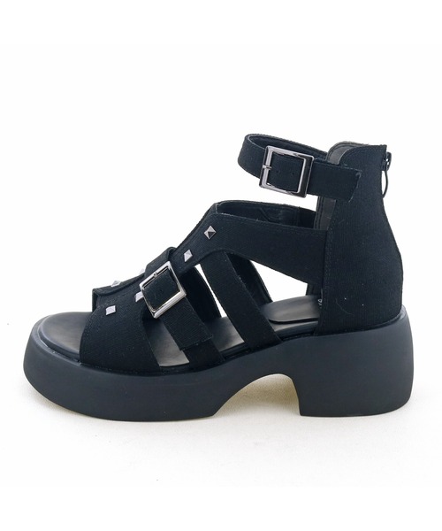 byあしながおじさん（バイアシナガオジサン）の「軽量│厚底グラディエーターサンダル　8710569（サンダル・レディース・ブラック系その他/ラベンダー/ブラック・L/S/M/LL）」の12枚目の写真